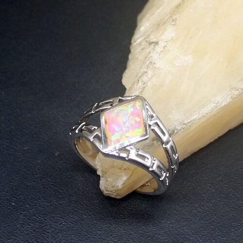 Hermosa Rainbow Mystical Fire Opal Special Genuine 925 Silver Band Ring Wedding Engagement Gifts for Women Size 7# 20214317