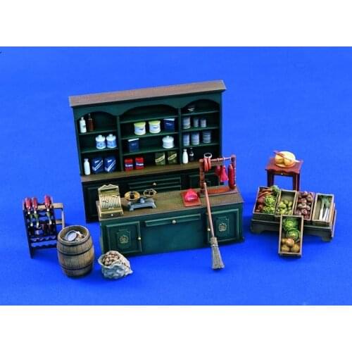 1:35 Ratio Die-cast Resin War Scene Model Resin Shelf Counter And Sundries Combination Unpainted 35558