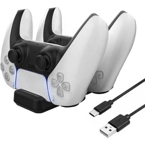 1 Pcs Black Charger for PS5 Wireless Handle Dual Sense Dual USB Charging Dock With USB Type-C Output Port Double Charge Base