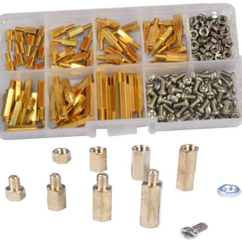 120 pcs/box M3 stainless steel screw nut brass hexagonal copper column isolation column spacing column combination