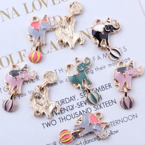Circus style 50pcs/lot alloy drop oil animal cartoon Elephant/rounds balls shape metal floating locket charms diy jewelry making