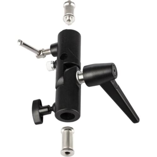 594F H-Shape Metal Umbrella Softbox Holder Flash Bracket Adapter Adjustable for 1/4" 3/8" Lamp Light Stand Mount Tripod