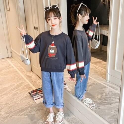 Girls Suit Sweatshirts +Pants 2Pcs/Sets 2021 Casual Spring Autumn Teenagers Outwear Kids Cotton Tracksuit Sport Suits Children C