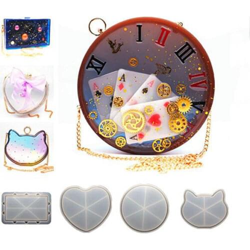 DIY Silicone Mold Pendant Jewellery Accessories Clear Clutch Handbag Cat Molds Handmade Resin Craft Cabochon Charms Mold Tools