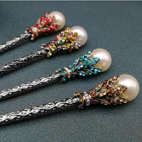 1PC Elegant Crystal Rhinestone Simulated Pearl Women Vintage Hairpin Hair Clip Bride Tiara Wedding