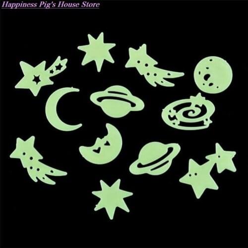 Fluorescent Stickers Universe Planet Star Glow Dark Luminous Wallpaper Home Paste Ceiling Decoration Decal Tags Decor