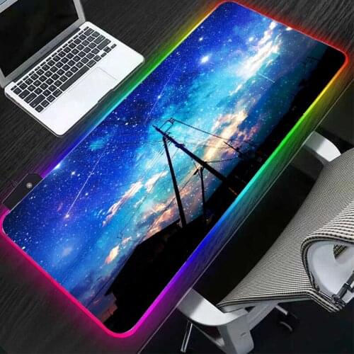 RGB Japanese Anime Starry Sky High-definition Picture Gamers Must Have A Large Desktop KeyboardWaterproof Non-slip LED Mouse Pad