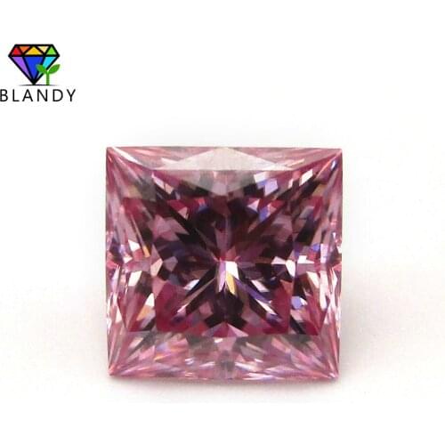 Good Quality 5.5*5.5mm and 7*7mm Square Shape Princess Cut Pink Color Moissanites Stone Synthetic Gems For Jewelry