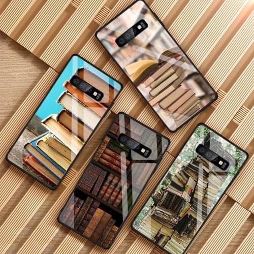 Books Pile Library Reading Tempered Glass Phone Case For Samsung Galaxy S8 S9 S10 S20 PLUS J6 J8 2018 NOTE 8 9 10 Cover Shell