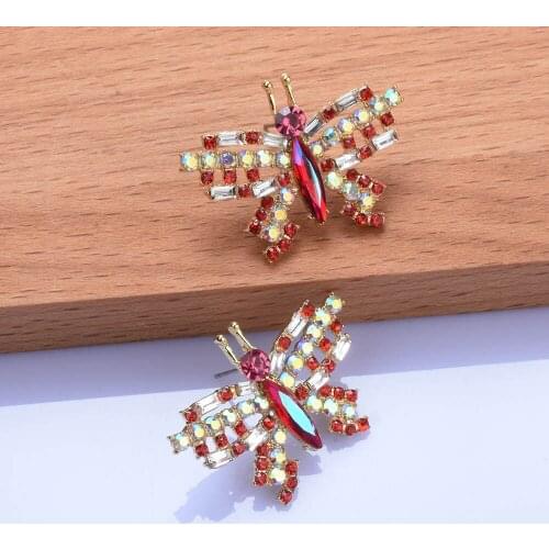 Korean Butterfly Earrings for Women Vintage Cute Earrings Luxury Rhinestone Wedding Earrings 2021 Fashion Jewelry