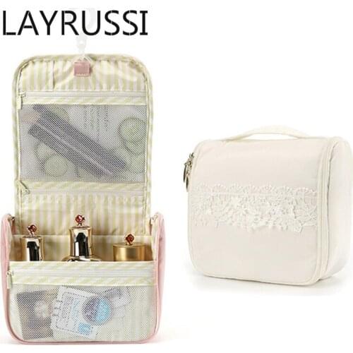LAYRUSSI Lace Cosmetic Bag Travel Waterproof Toiletry Bags Women Outdoor Portable Makeup Pouch Bag Storage Organizer Do Torebki