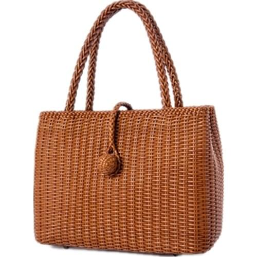 Summer hot sale retro leather woven bag handmade handbag female Japanese personalized small bag Casual Shopping Bag