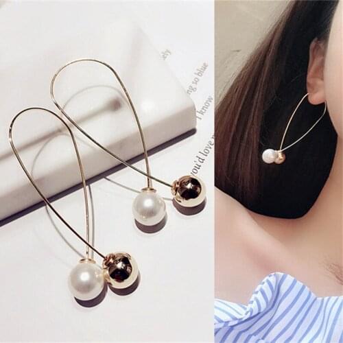 Hot Sale Simple Cross Imitation Pearl Earrings 2021 New Accessories Wholesale Jewelry Female Long Section Earrings Bijoux Gift