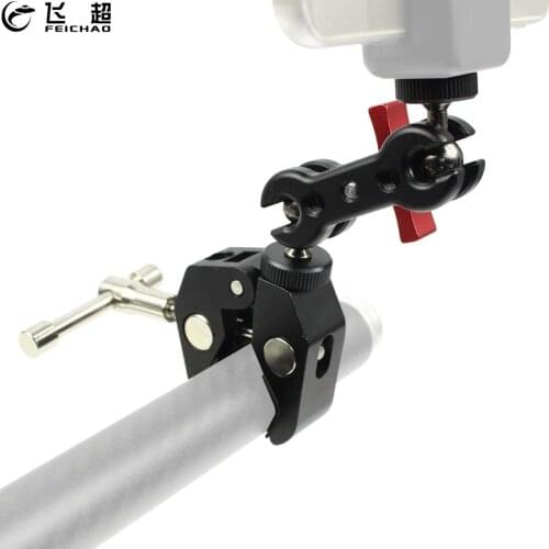Multi-Function Dual Ball Head Hot Shoe 1/4 Tripod w Magic Arm Super Clamp Adapter Articulating DSLR Camera for Monitor LED Light