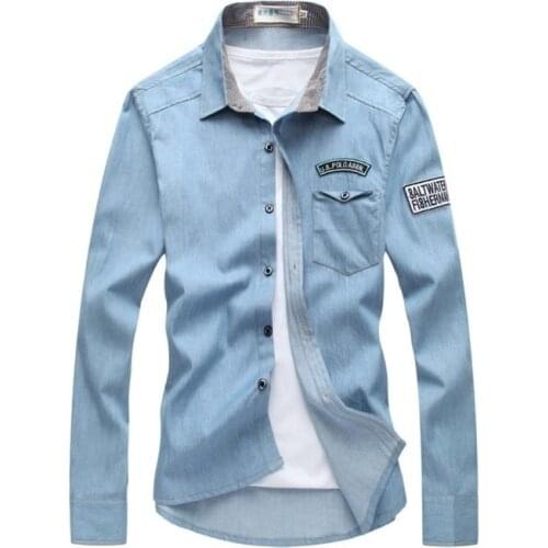 Brand Men Shirt Jeans Shirt Men Long Sleeve Turn-down Collar Cotton Shirt Male Slim Fit Camisa Masculina Casual Men Shirts Model