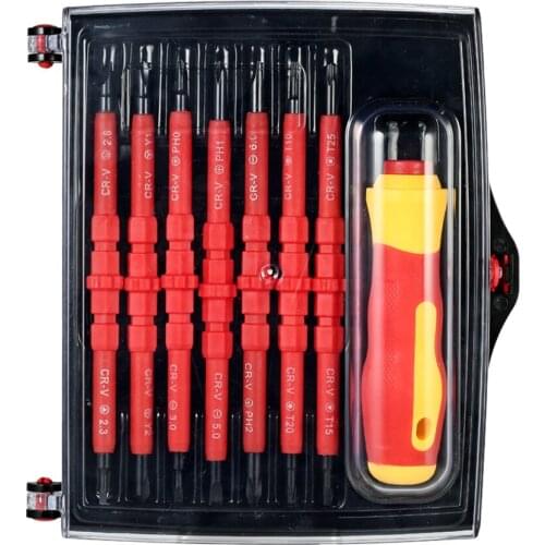 7 in 1 1000V Changeable Insulated Screwdrivers Set with Magnetic Phillips and Slotted Bits Electrician Repair Tools Kit