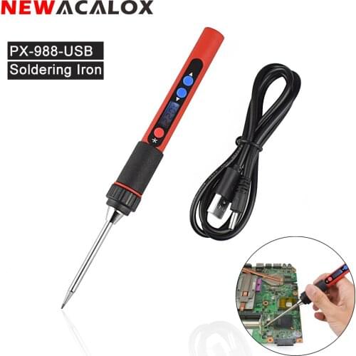 NEWACALOX 5pcs Welding Tips Special for PX-988 USB LCD Digital Soldering Iron I/K/BCS/2C/2.4D Soldering Iron Tips Welding Tool