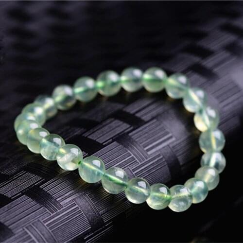 Grade AAA Natural Prehnite Beaded Bracelet Round Beads Bangle 7mm 8mm Jewelry Bracelet Stretch Prayer Bracelet BR047