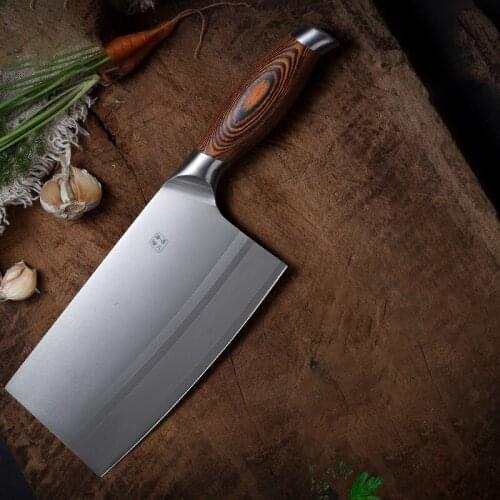 8inch High-grade handmade forged blade carbon steel kitchen knife Chinese chef knife vegetable cleaver kitchen Colour wood
