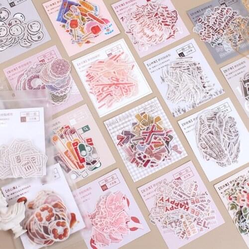 Original cute hand account transparent decoration childrens search box lace retro English word alphabet cute tationery sticker