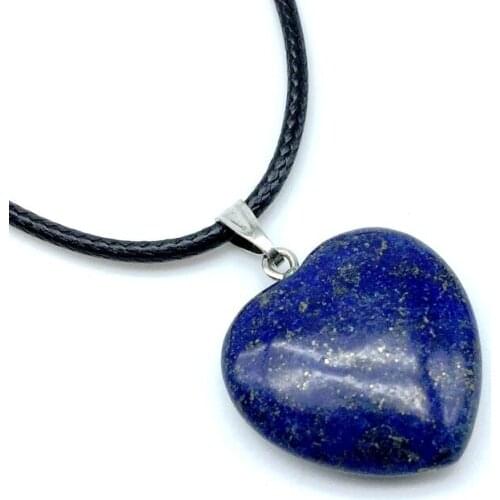 Heart Charms Pendant Choker Colorful Stone Necklace Black Rope Wax Cord Wire Blue Lapis Mahogany Carnelian Opal Lave Bead etc