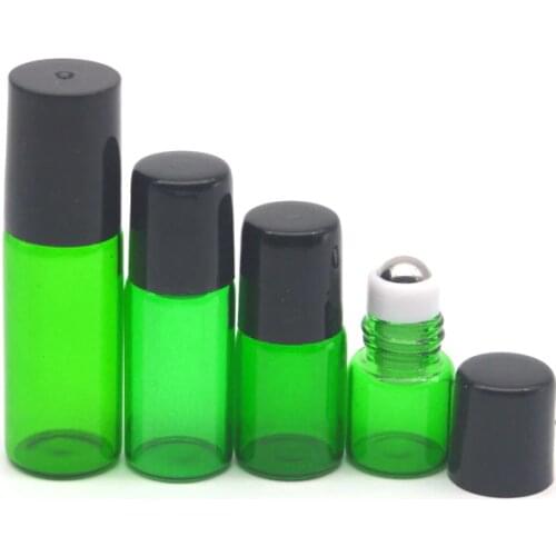 1pcs Empty Perfume Sample 1ml 2ml 3ml 5ml Green Roll Glass Bottle Essential Oil Bottle Roll-On Bottle