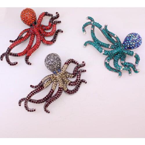 Retro Creative Octopus Brooch Mens Multi-fish Brooch Brooch All Rhinestone Jewelry Coat All-match Brooch Brooch Accessories