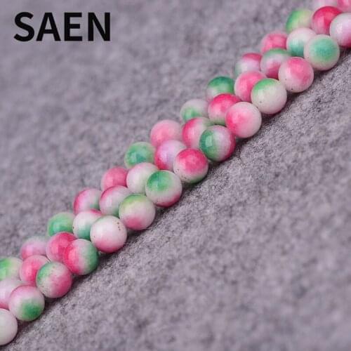SAEN Wholesale Natural stone Beads dyeing Round Shape DIY Jewelry Making 4/6/8/10/MM beads for jewelry making gifts for women