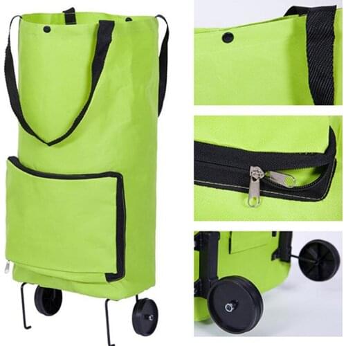 Foldable Shopping Bag With Wheels women Large Shopping Trolley Cart Eco Friendly cart Home Grocery Bag Handbag Reusable