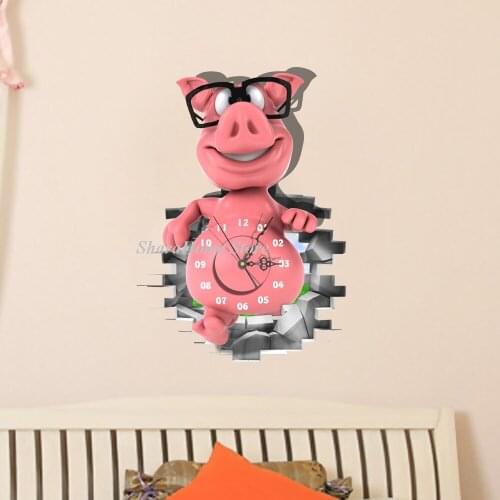 Home Decoration Salon 3D Wall Stickers Cartoon Wall Watches Room Decoration Modern Wall Clock Living Room Bedroom Home Decor