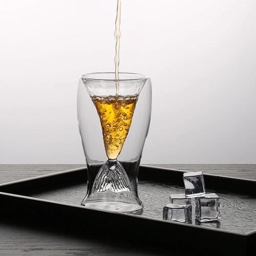 Funny Crystal Double Wall Glass Cup Shotglasses Vodka Cocktail Mermaid Mug Fish Tail 2 Layer Glassware Drinkware Tumbler