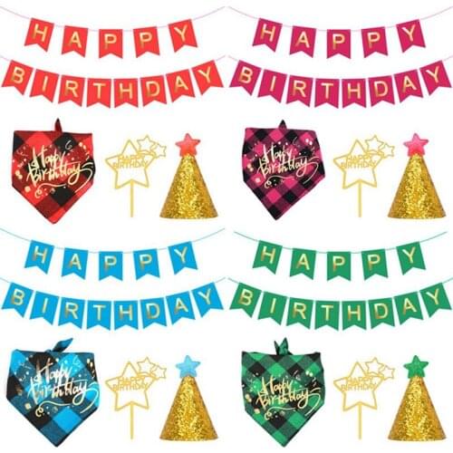 1 Set Pet Dogs Caps Cat Dog Birthday Headwear Caps Pet Hat Party Headwear Costume For Cat Dog Birthday Hat And Scarf