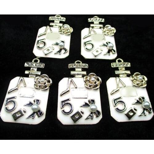 10pcs/Bag Big Size 41*24mm Rhinestone Perfume Enamel Charms Gold Tone Pendants Floatings DIY Jewelry Making Handmade Craft