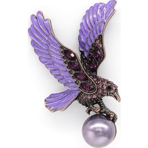 12pcs/lot Wholesale Fashion Bird Brooch Rhinestone Enamel Eagle Pin brooches Jewelry gift C101634