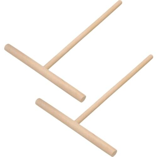 2Pcs Pancake Batter Spreader Stick Rake Chinese Specialty Crepe Maker Pancake Batter Wooden Egg Spreader Stick DIY Kitchen Tool