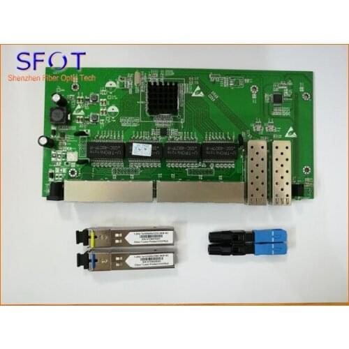 2pcs/lot, 2 Ports SFP+8 Ports RJ45 POE reverse Switch board (without web management), together with SFP 3km and fast connector