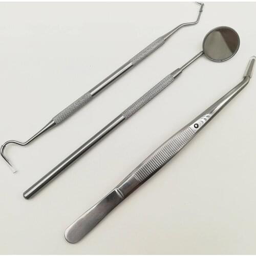 3pcs/pack Stainless Steel Dental Tools Kit Dentistry Lab Mouth Mirror Dentists Pick Tool Teeth Scaler for Teeth Whitening Kit