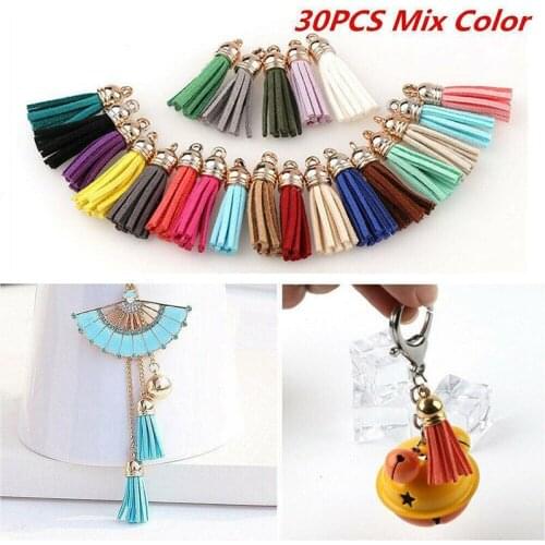 30pcs Vintage Leather Tassel For Keychain Cellphone Straps Jewelry Fiber Fringe Suede Tassel DIY Pendant Charms Bag Decoration