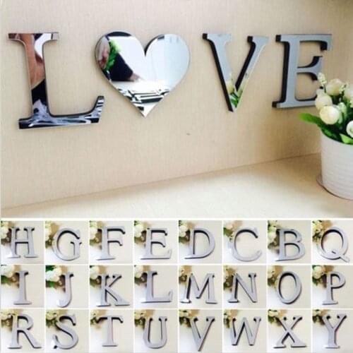 3D DIY Wall Stickers Acrylic Mirror Wall Sticker Alphabet English Letters Home Decoration Creative Personality Special Decor 29