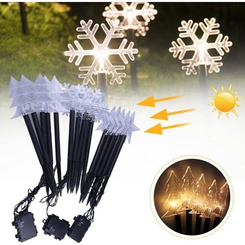 5Pcs/Set Solar Warm Lights Star Snowflake Outdoor Solar Lights Lawn Ground Lamp Waterproof Landscape Garden Decoration