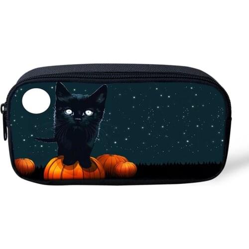 HaoYun Kids Pencil Case Black Cats Prints Pattern Students Stationery Box Fantasy Animal Designer Pen Bags Girls Beauticians