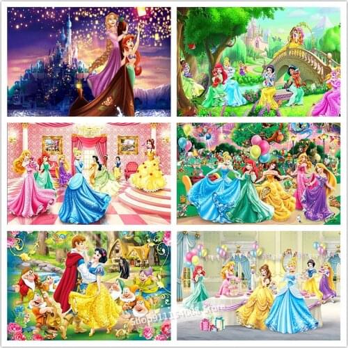 Disney 5D DIY Full spuare&round Diamond Painting Cartoon princess Crystal Diamond Painting Cross Stitch Needlework Home Decor