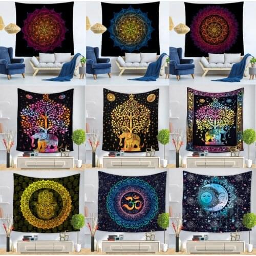 Home Large Mandala Indian Tapestry Wall Hanging Bohemian Beach Mat Polyester Thin Blanket Yoga Shawl Mat 200x150cm Blanket