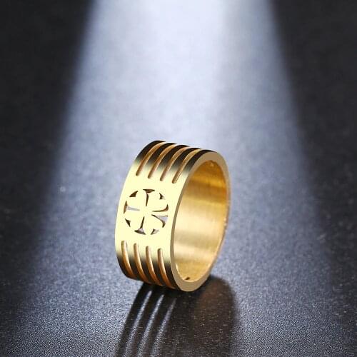DOTIFI For Women Fashion Rings Lucky Clover Stainless Steel Ring Mens Lover Gold Silver Color Ring Jewellery R339