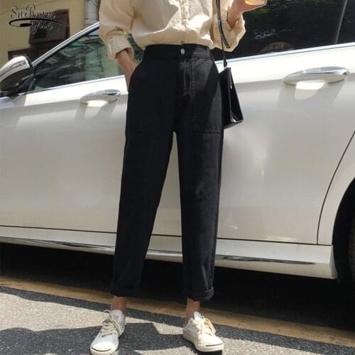 Jeans Women Elastic High Waist Big Pockets Loose Casual Women Wide Leg Pants Students Denim Fashion Style All-match Chic 10758