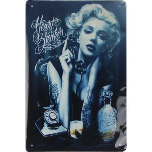 EICOCO Marilyn Monroe Sexy Tattoo Phone (20x30cm) Retro Metal Tin Vintage Wall Art Sign