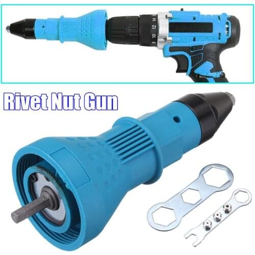 WENXING Electric Rivet Nut Gun Riveting Tool Cordless Riveting Drill Adaptor Insert Nut Tool Riveting Drill Adapter 2.4mm-4.8mm