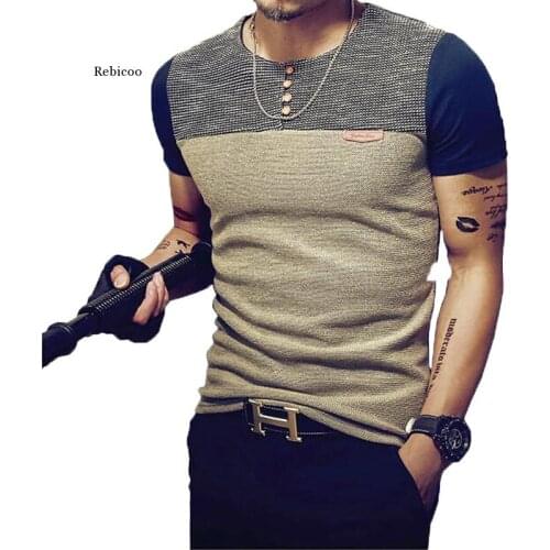 Summer Fashion Mens t Shirt Casual Patchwork Short Sleeve t Shirt Mens Clothing Trend Casual Slim Fit Hip-Hop Top Tees 5Xl