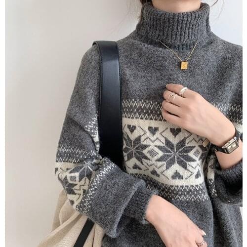 Hirsionsan Christmas Sweaters Women 2020 Winter New Elegant Cashmere Loose Female Knitwear Pullovers Warm Basic Loose Jumper