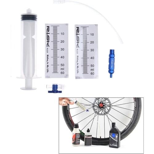 Bicycle Tubeless Tire Liquid Injection Tool Tire Tubeless Injector Syringe Rubber Hose Kit For MTB Bike Repair Tool